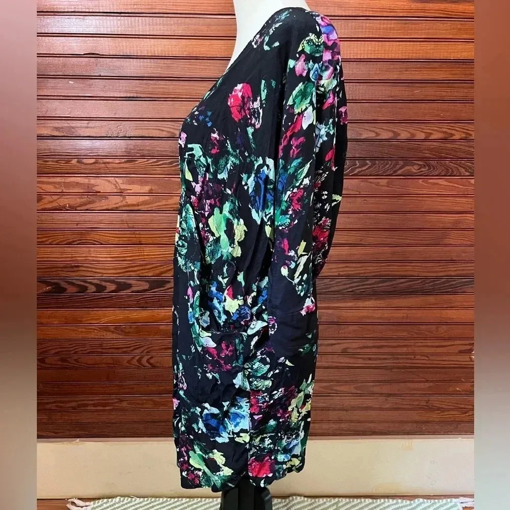 Maeve Anthropologie Black Floral Petal Palette Tunic Dress Size XS - Image 7