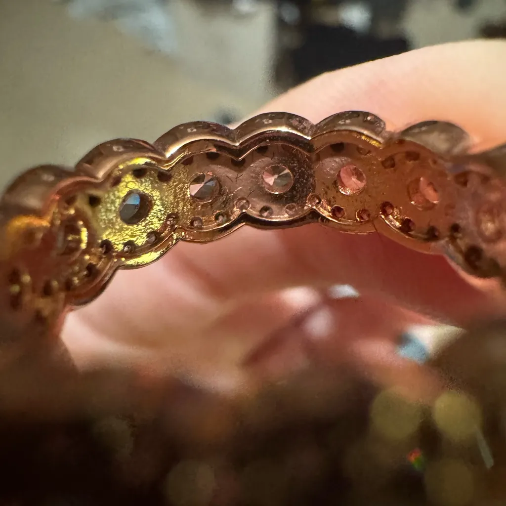 Elegant Rose Gold and Silver Women's Ring Set moissanite size 6 - Image 9