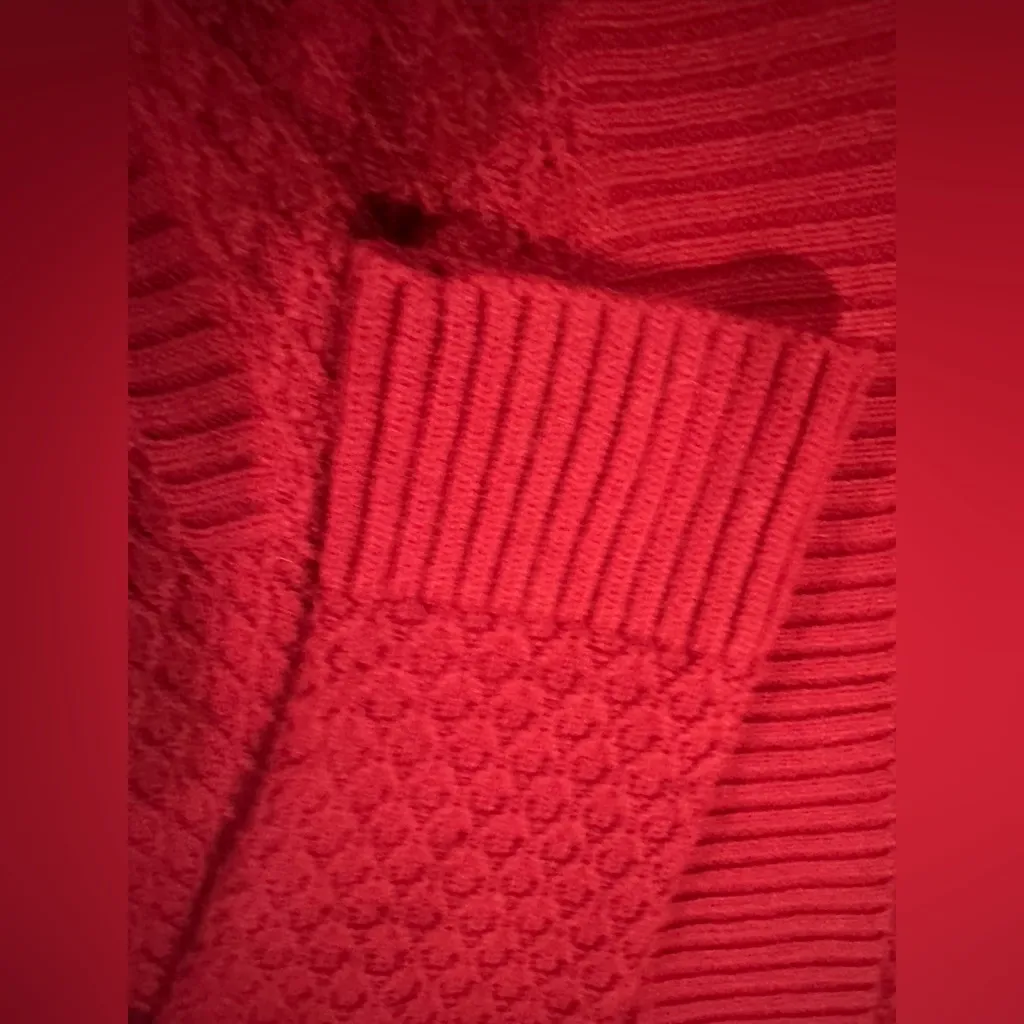 Talbots Lambswool Blend red open front cardigan PL euc Christmas holiday winter - Image 7