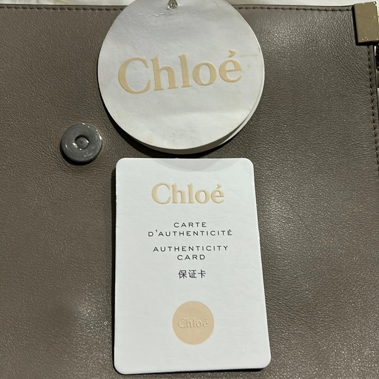 Chloe Authentic Faye Medium Shoulder Bag Genuine Leather Motty Gray - Image 11