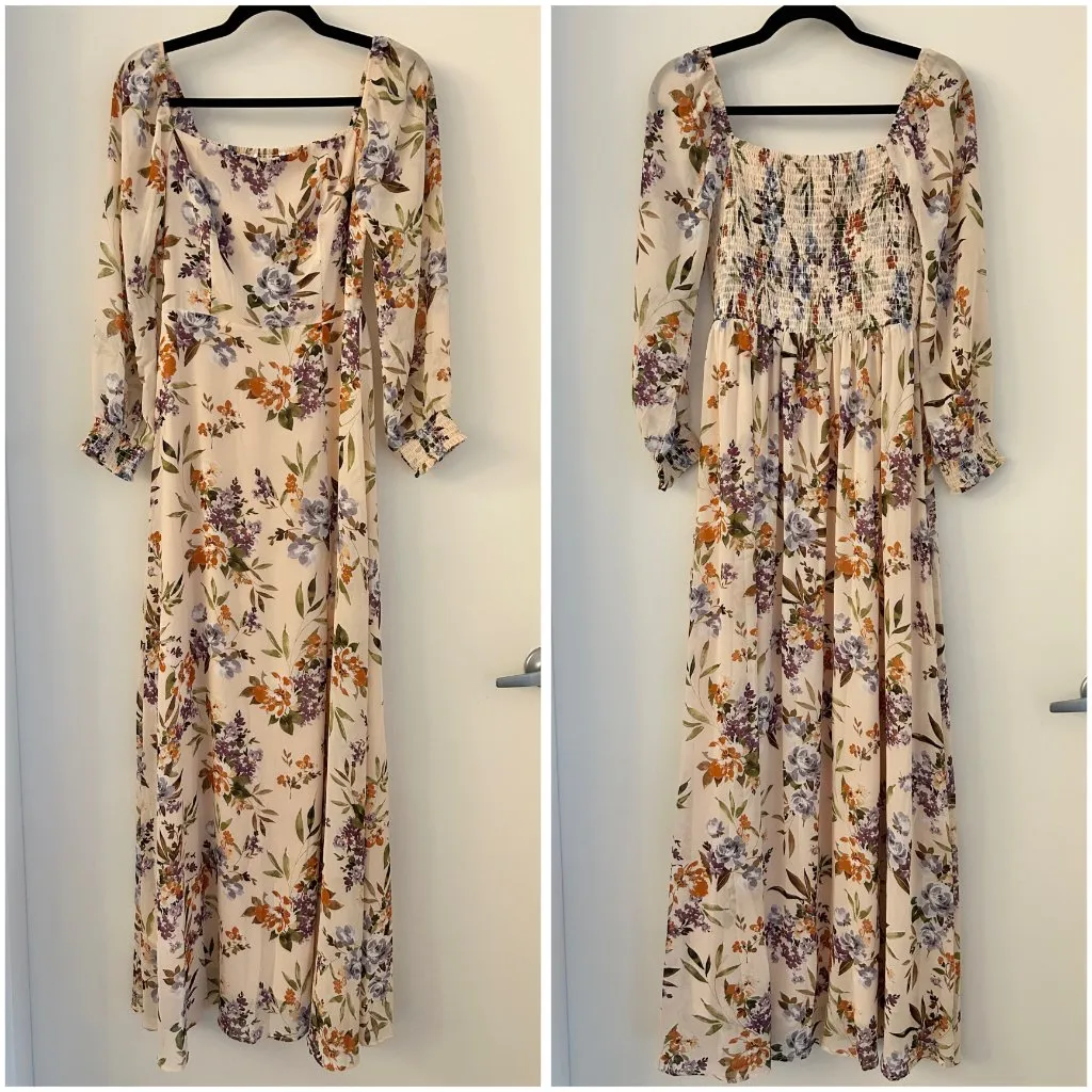 Baltic Born Giselle Smocked Maxi Dress in Blush Pink Floral Size XS NWOT - Image 3