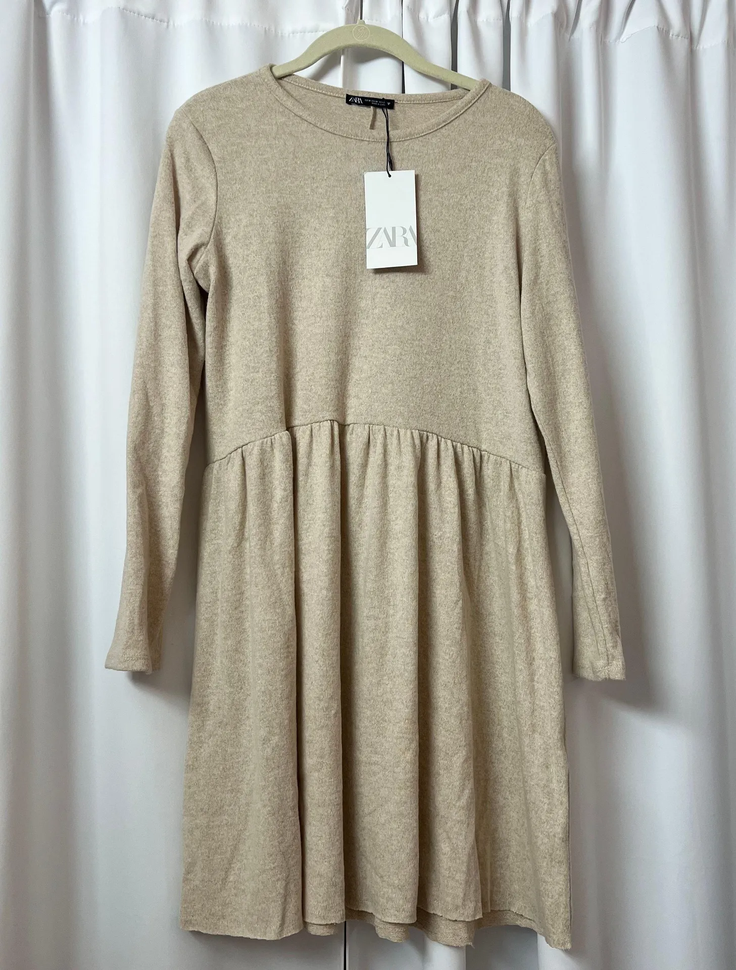 NWT  Light Cream Beige Mini A-line Cottagecore Dress Size Medium - Image 2