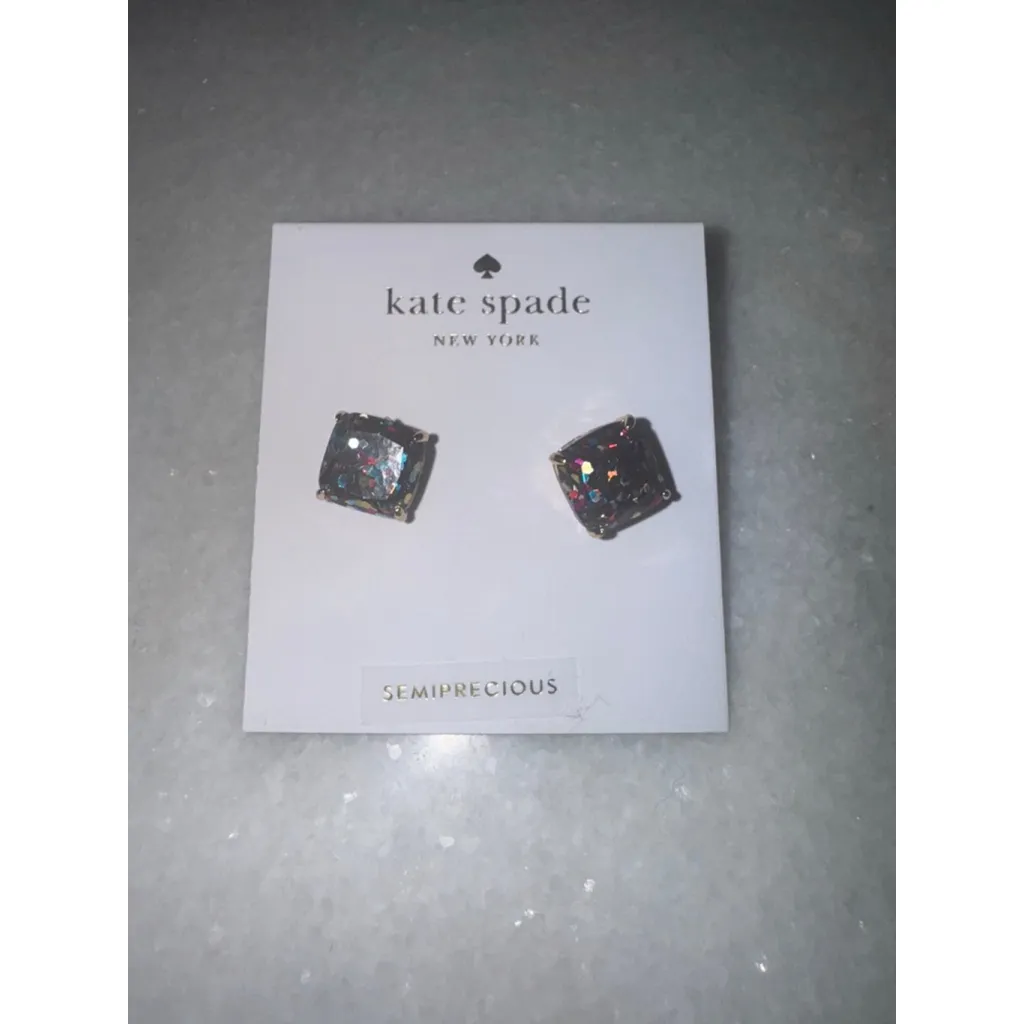 Women's Kate Spade One Size Gold Multicolor Glitter Stud Earrings - Image 3