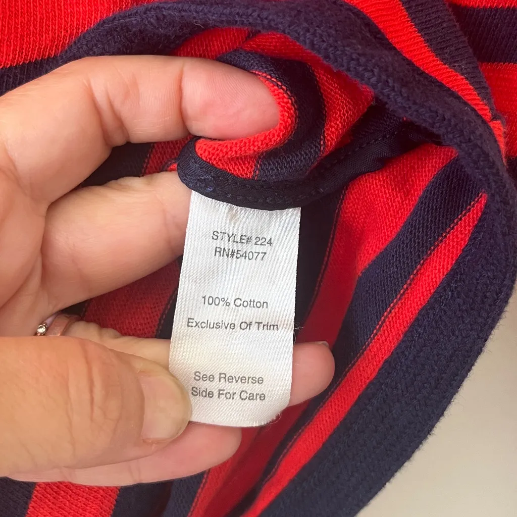 CAbi Sz M Striped Blazer Yacht Club Red Blue Gold Buttons Sweater V Neck Jacket‎ - Image 6