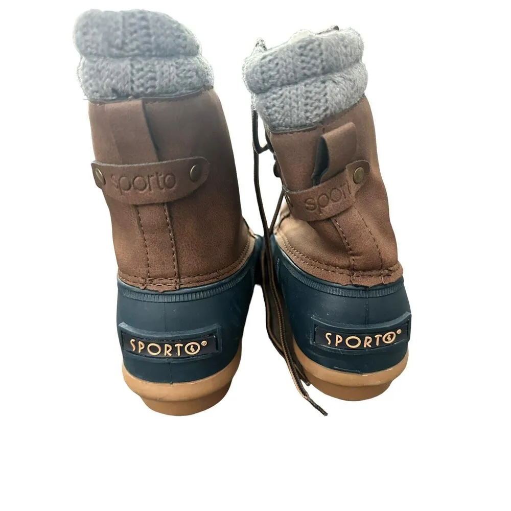 The Original Leather Sporto Genuine Duck With Faux Fur Boots Size 8 - Image 4