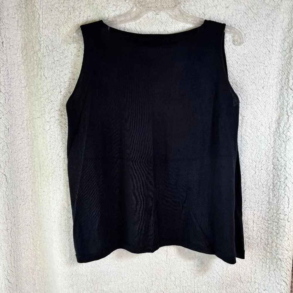 iLinen Classic Cotton Tank Top Black Women's Size XL Ecotec Yarn NWT - Image 2