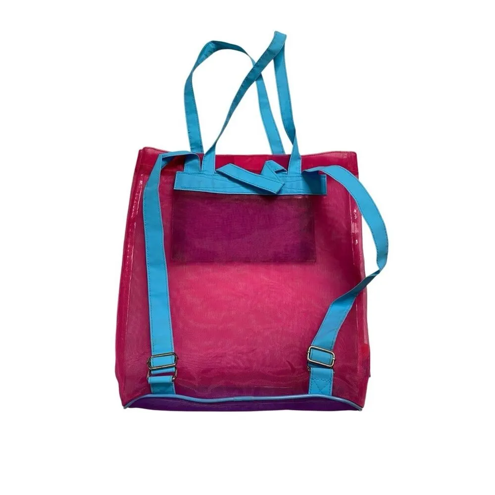 Down Under Mesh Beach Bag 2 in 1 Backpack Shoulder Bag Travel Vacation School Blue - Image 2