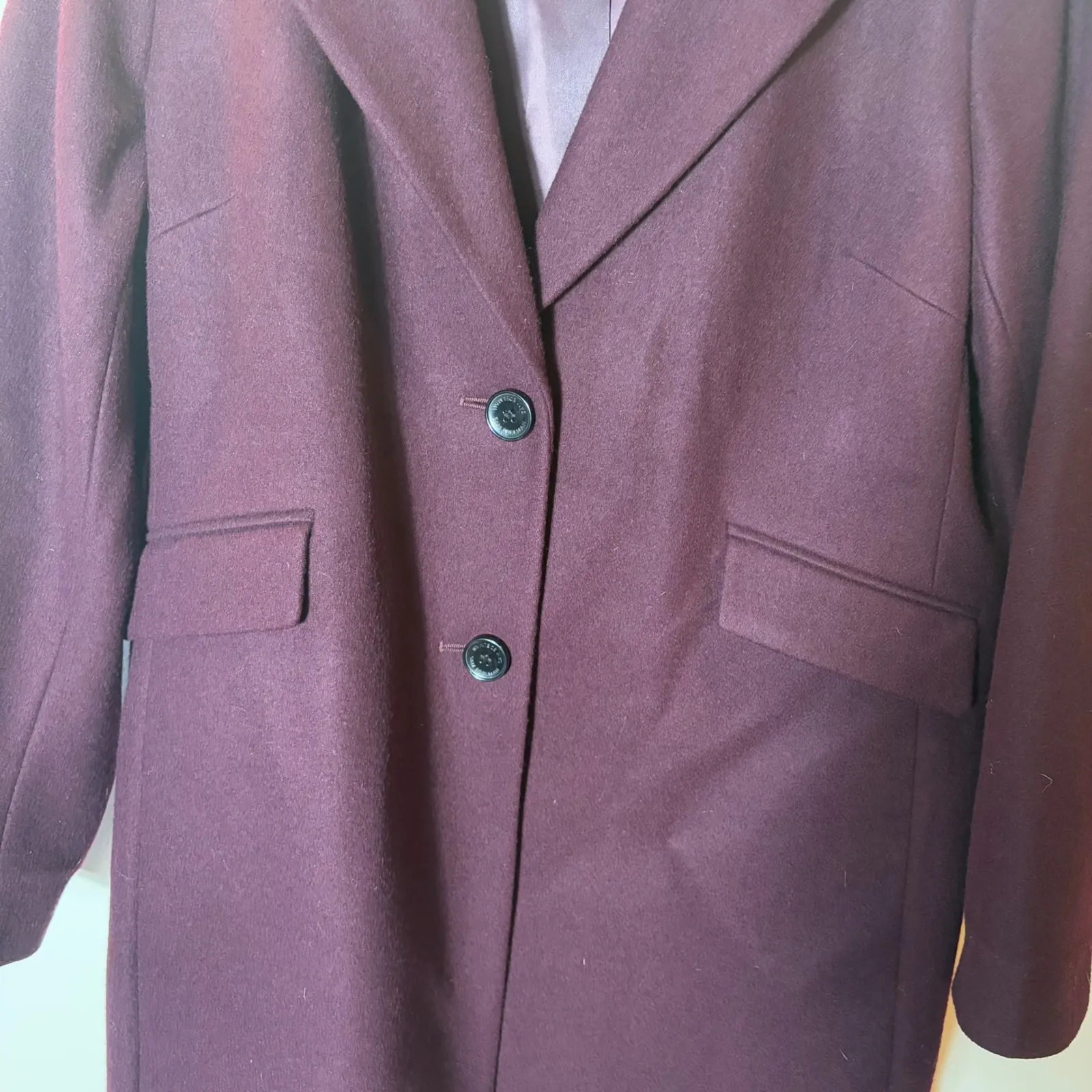 Sam Edelman Wool Blend Coat XL Dark‎ Purple Longline Classic Jacket - Image 4