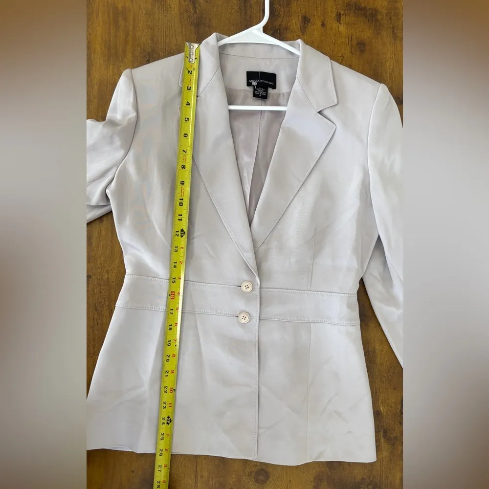 Moda International Lilac Blazer Tailored Suit Jacket Silk Lined Women's Size 8 Purple - Image 6