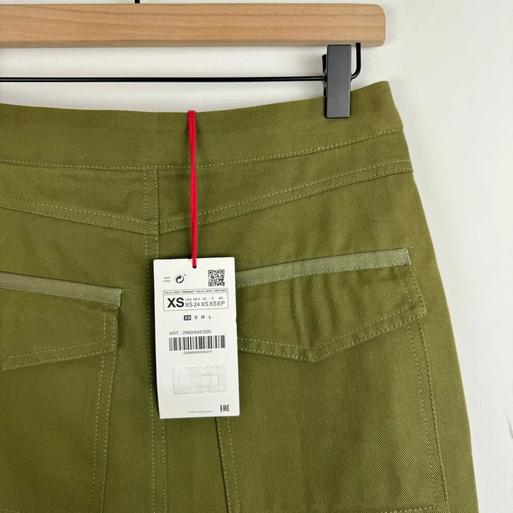 NWT ZARA SRPLS Military Wrap Layered Midi Skirt Sz XS Green - Image 12