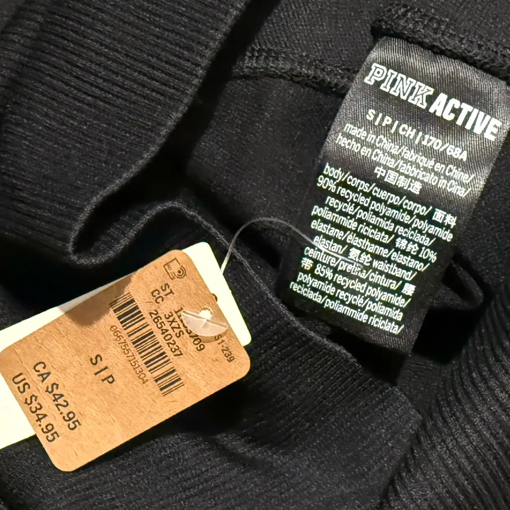 VS PINK Ribbed Bike Shorts Black Size Small - Image 3