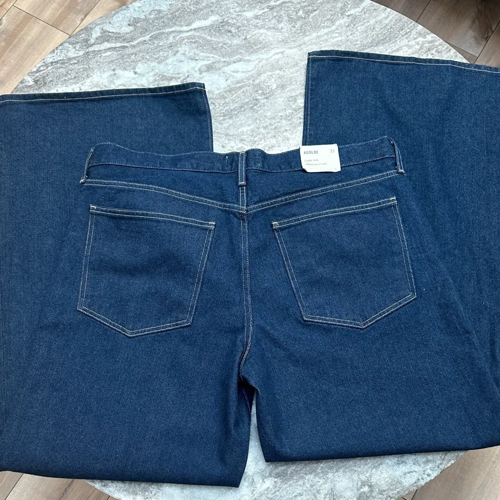 NWT Agolde Clara Low Rise Baggy Flare Jean in Whisper Plus Sz 33 - Image 5