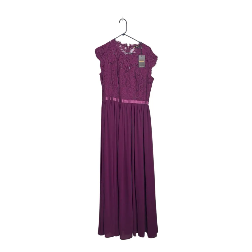 Miusol NWT Formal Magenta Floral Lace Bridesmaid Party Maxi Dress - Image 3