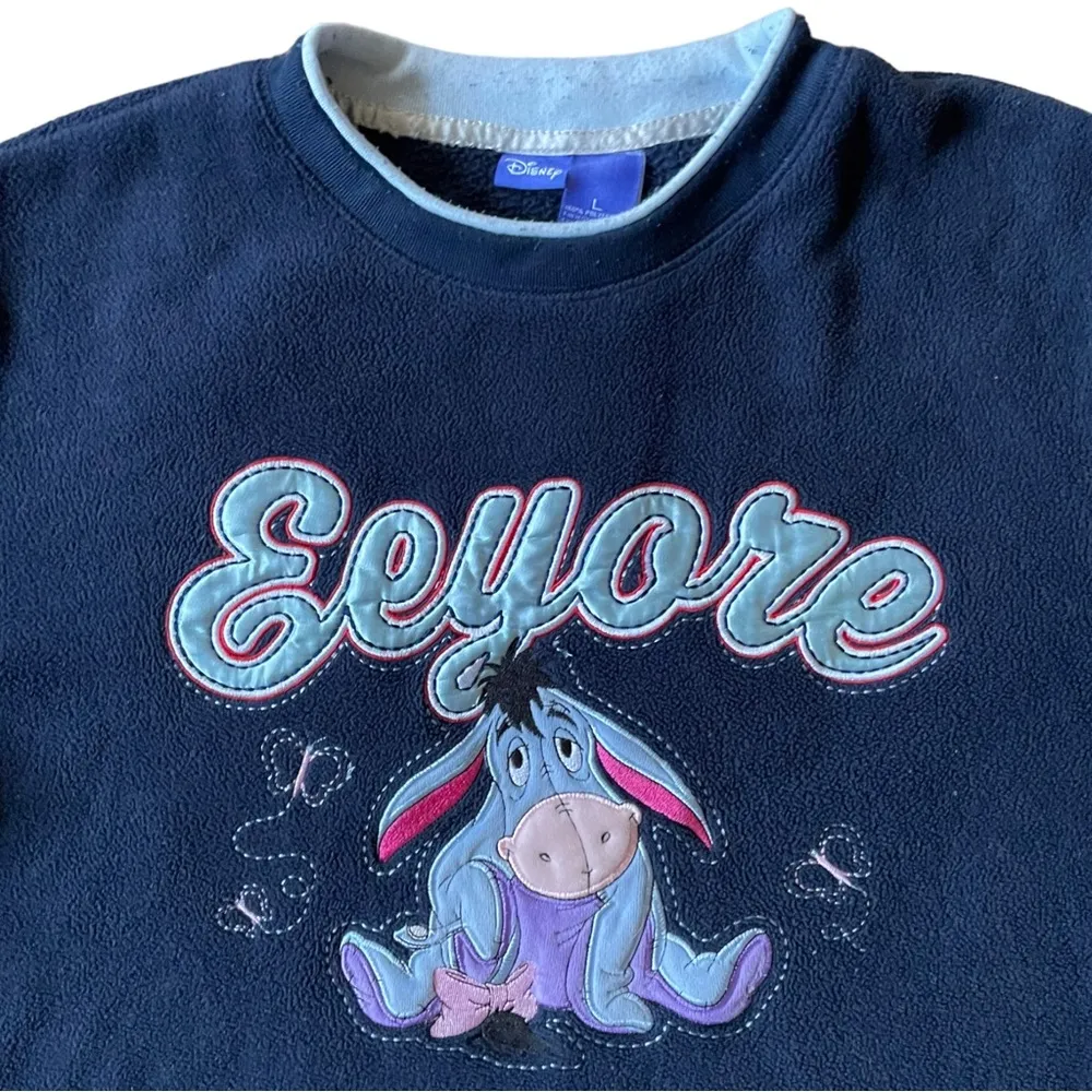 Vintage Eeyore Fleece Crewneck Blue Sweater Women’s Size Large A9 - Image 4