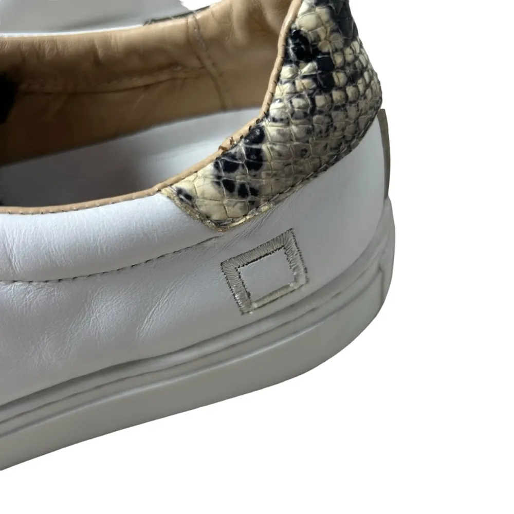 D.A.T.E. White Snakeskin Heel Faux Fur Tongue Sneakers Size 7 - Image 10