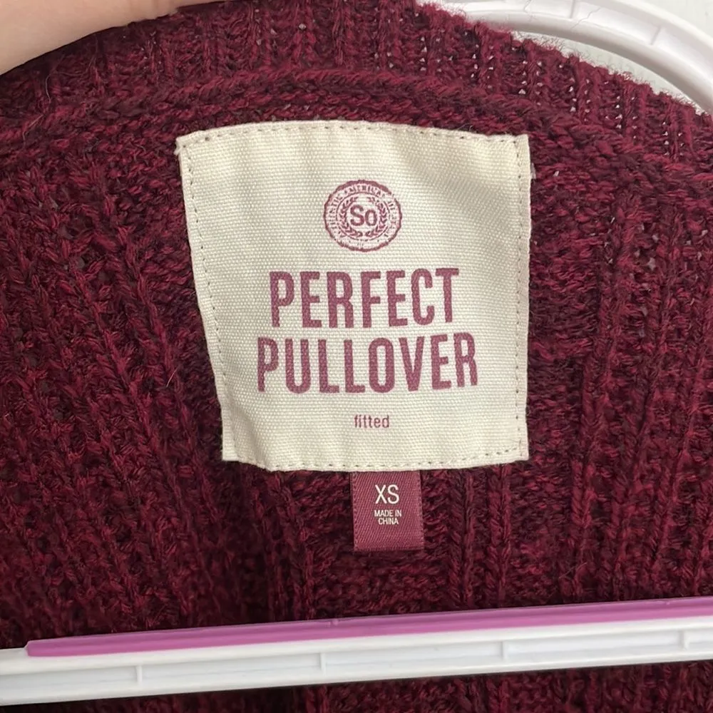 SO Sonoma Maroon Perfect Pullover Fitted Crew Neck Sweater Size XS - Image 3