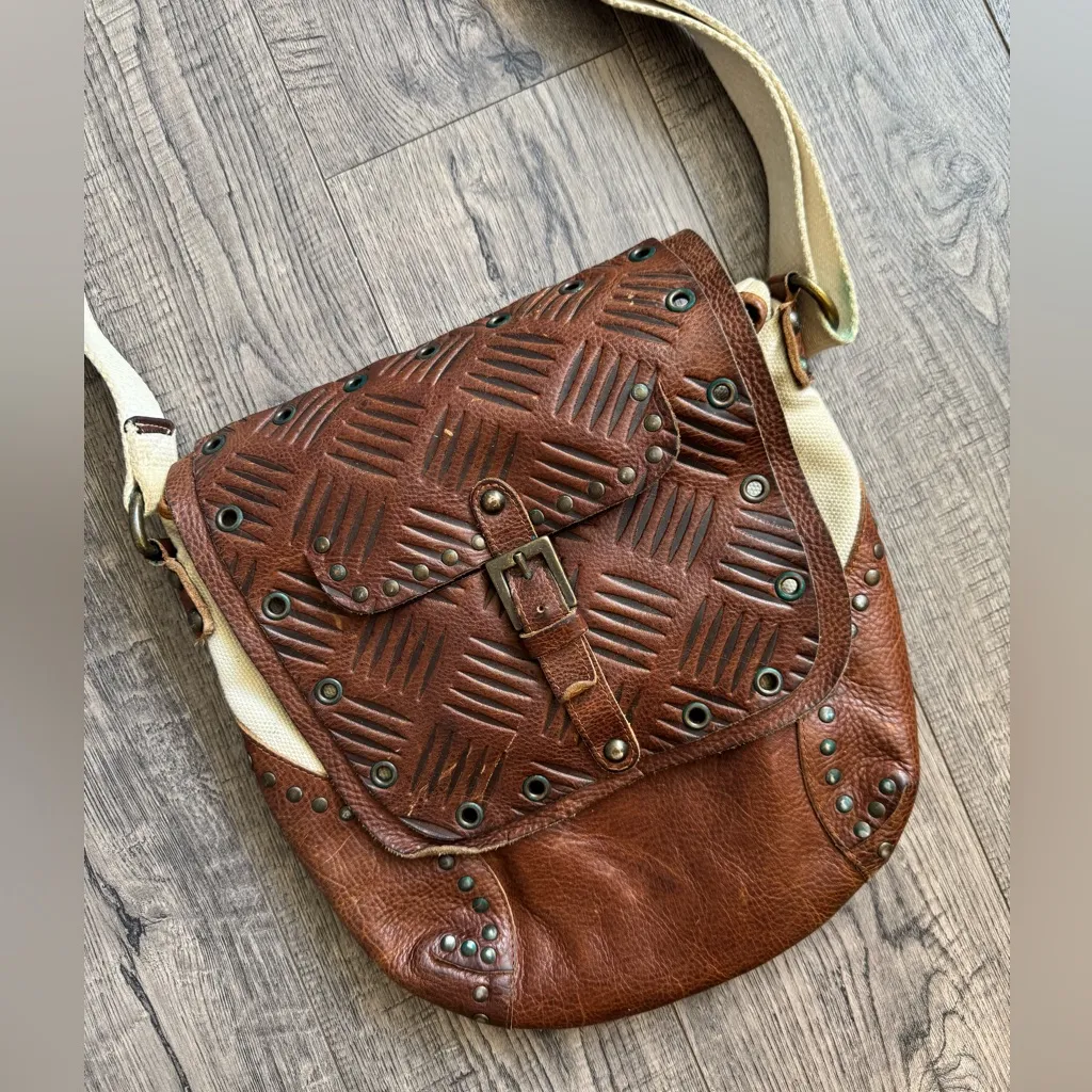 Athleta Leather & Canvas Crossbody Bag - Image 2