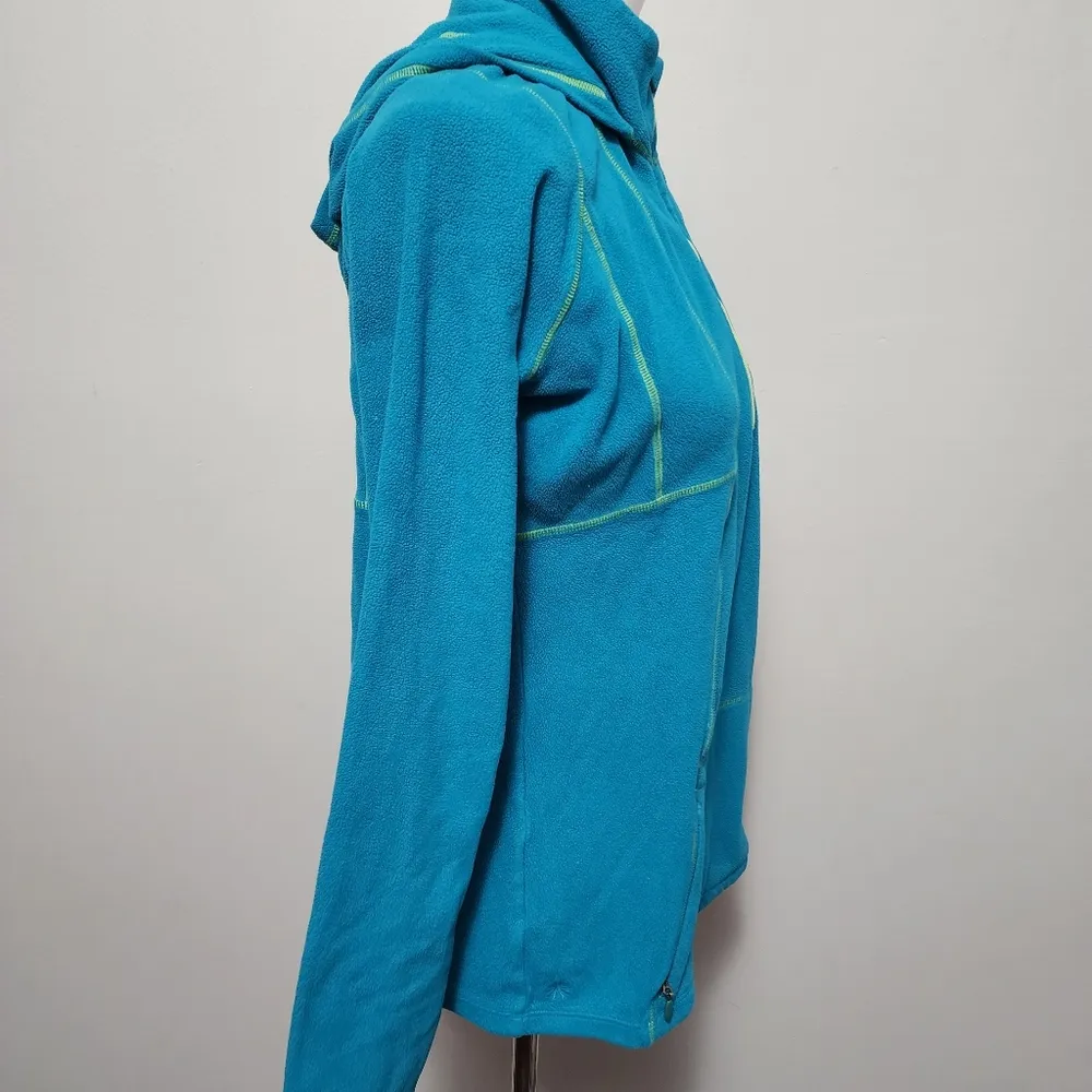 Athleta teal ¼ zip hooded fleece jacket size medium - Image 2