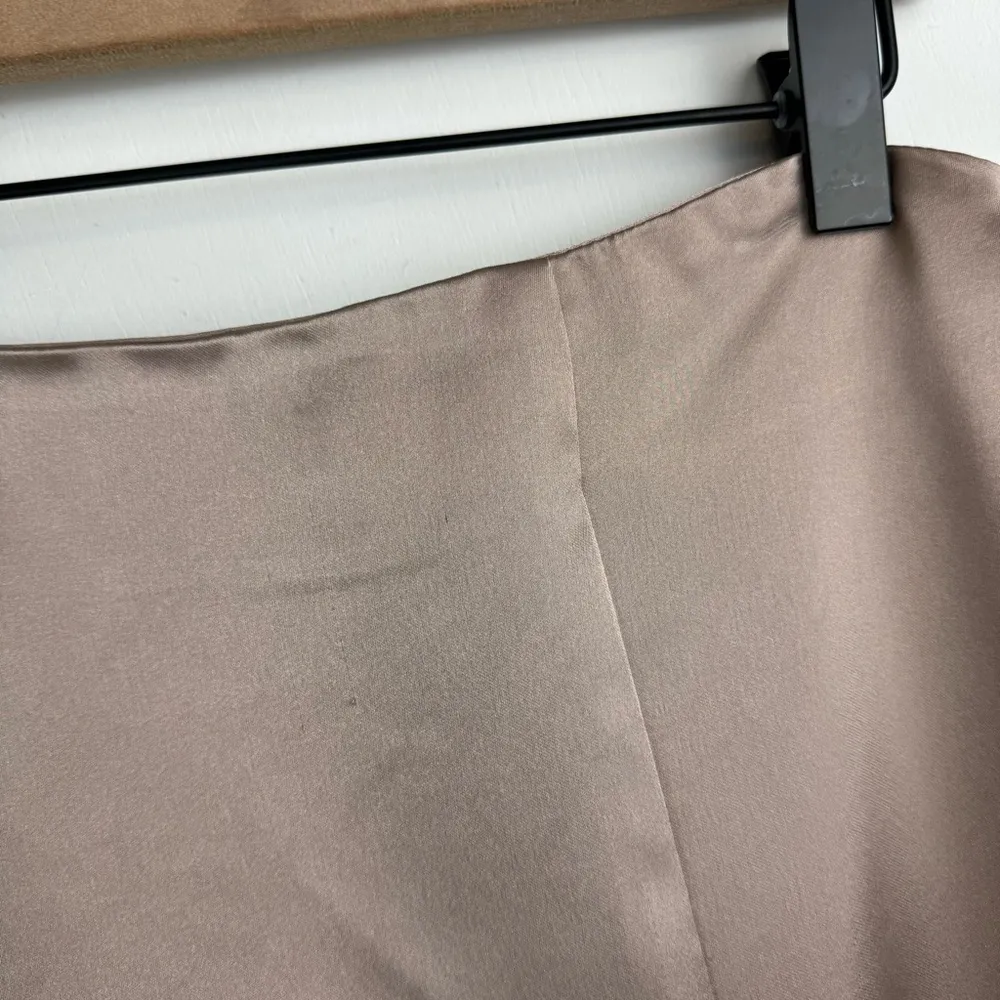 NWT Zara Satin Effect Asymmetrical A-line Midi Skirt Sz Small Champagne Tan - Image 7