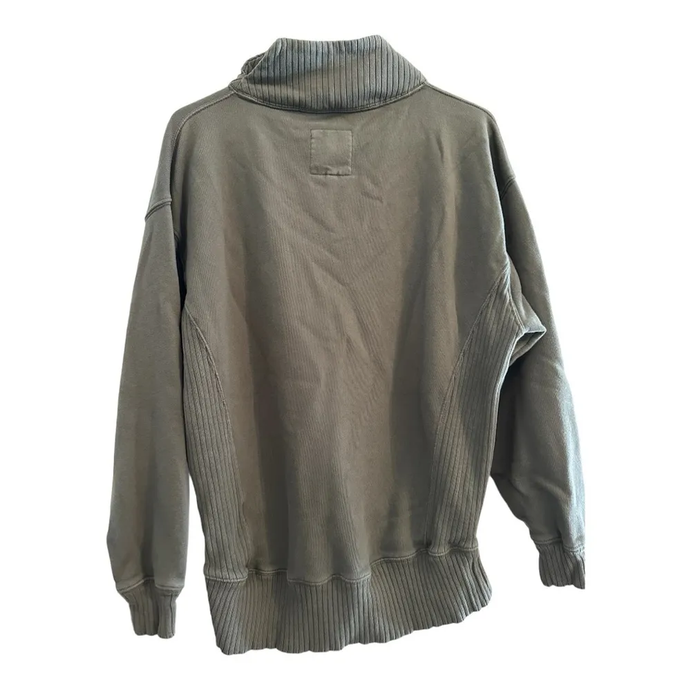 Oversized Olive Green Mock Neck Ribbed Pullover Sweater Sweatshirt // XXS - Image 5