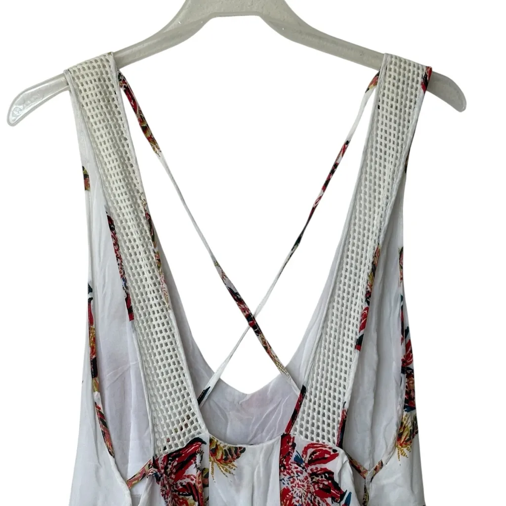 FREE PEOPLE Thought I Was Dreaming Floral Mini Dress Ivory halter L - Image 7