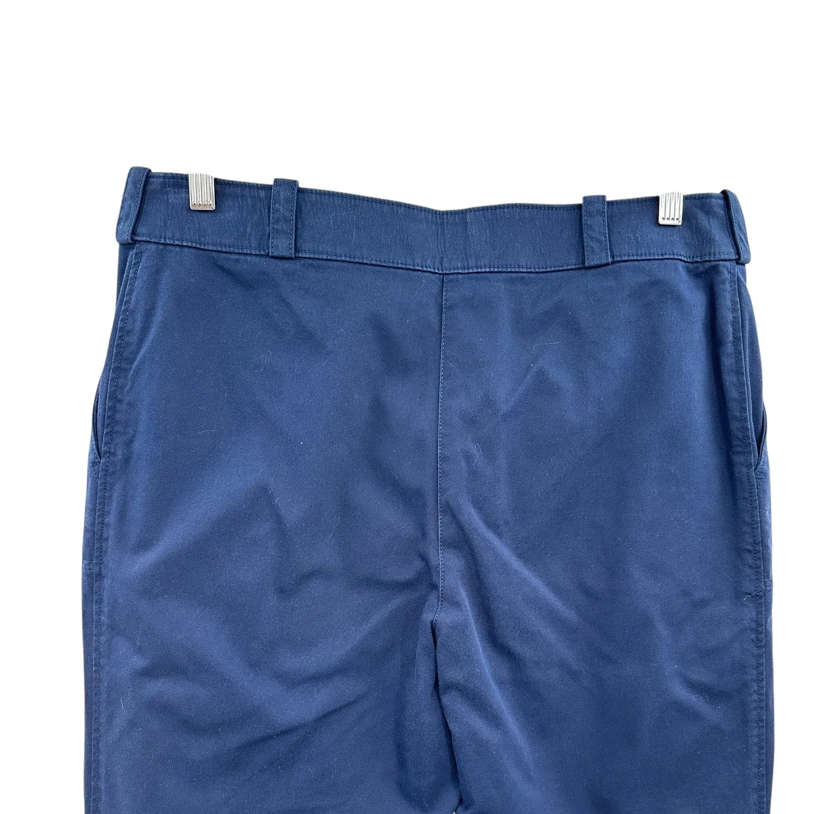 Tory Burch Maddie Cropped Flare Trouser Pants Gold Button Navy Blue Size US 12 - Image 6