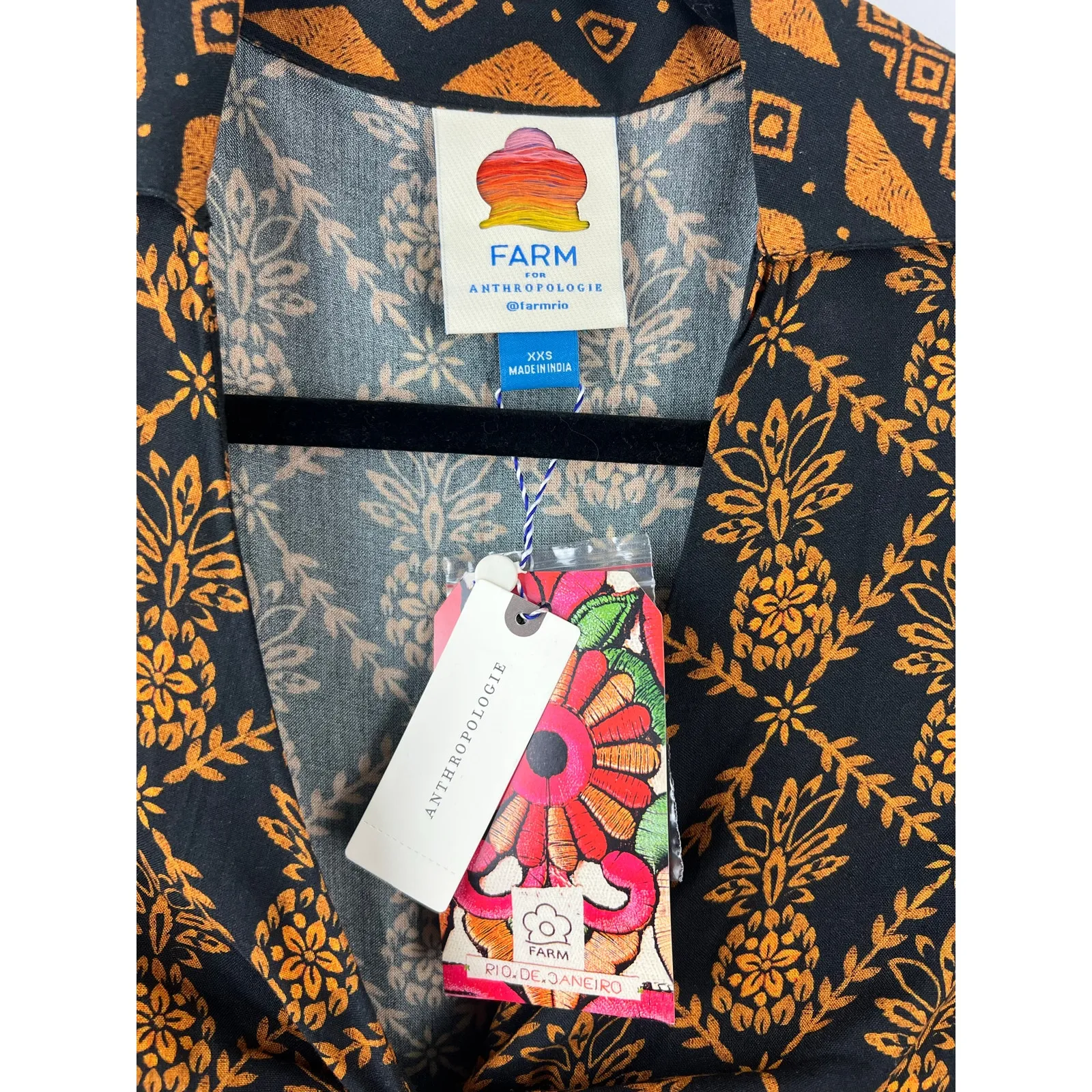 Women's Anthropologie Farm Rio Long-Sleeve V-Neck Printed Tie-Front Midi Dress - Image 8