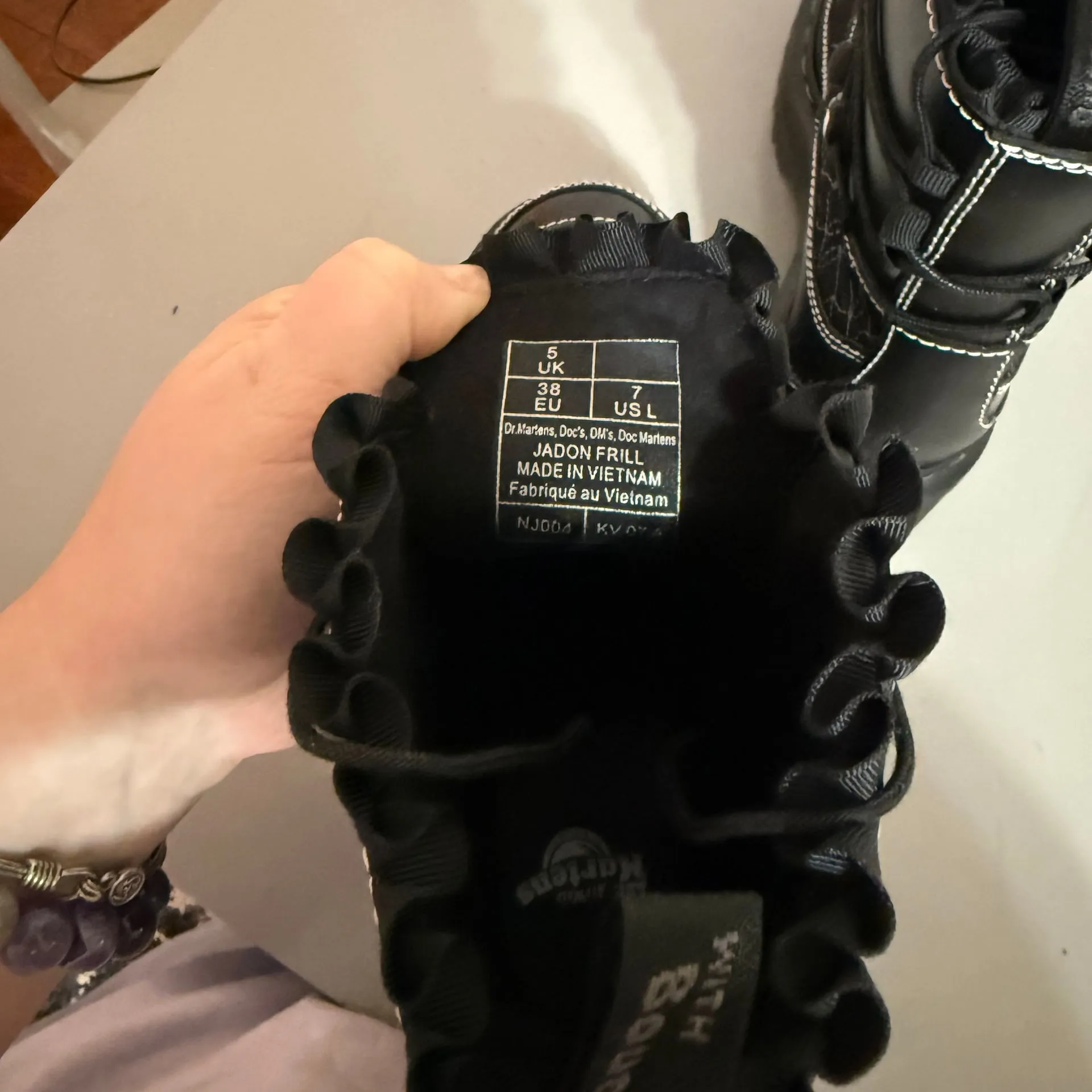 NEW Dr. Martens Jadon Frill Smooth Leather Platform Boots Embroidered Bead - Image 4