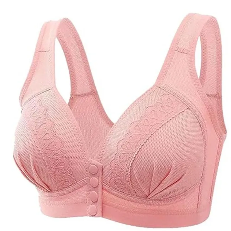 NWT ~ Set/5 Front Snap Button Closure Breathable Skin Friendly Bras ~ Size XL Pink - Image 3