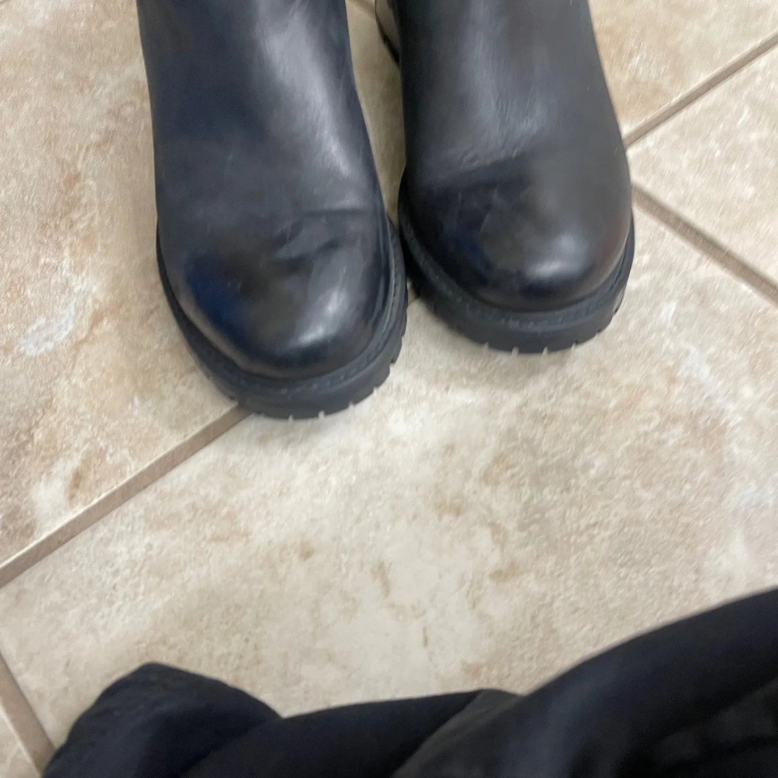 Ross & Snow USA 7 made in Italy Black Leather Fur Lined Buckle Moto Boots Women - Image 3