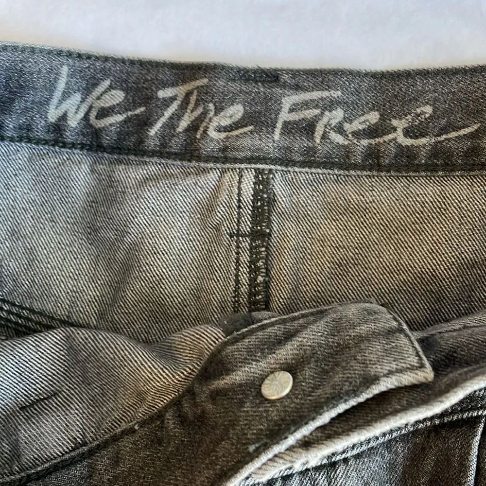 Free People Black Washed Denim Mini Skirt - Image 6