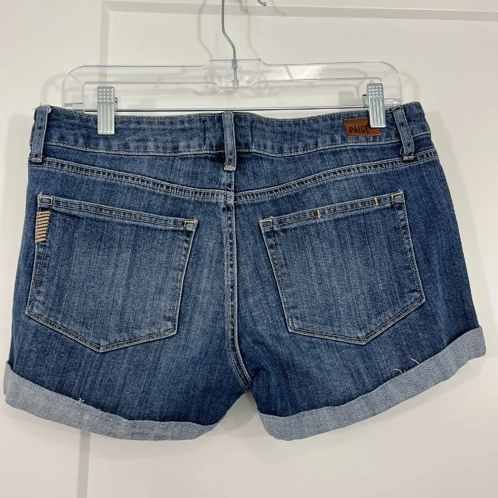 Paige Size 27 Blue Jimmy Jimmy Midrise Stretch Distressed Denim Jean Shorts - Image 8