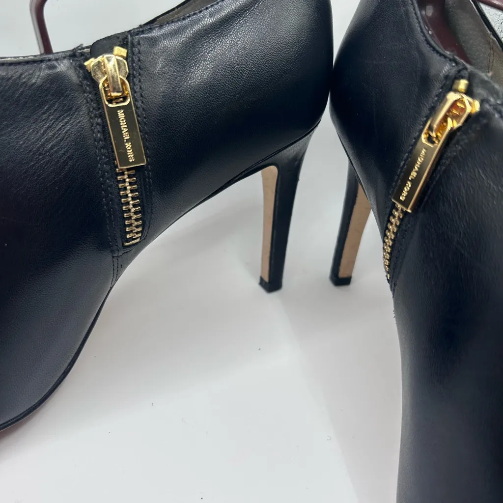 Michael Kors Ankle Boot Zip Heels Bootie‎ Black Leather - Image 3