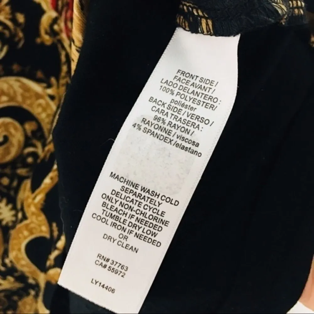 Laundry by Shelli Segal Baroque Sleeveless Top Red Black Gold Pattern Size 2 - Image 4