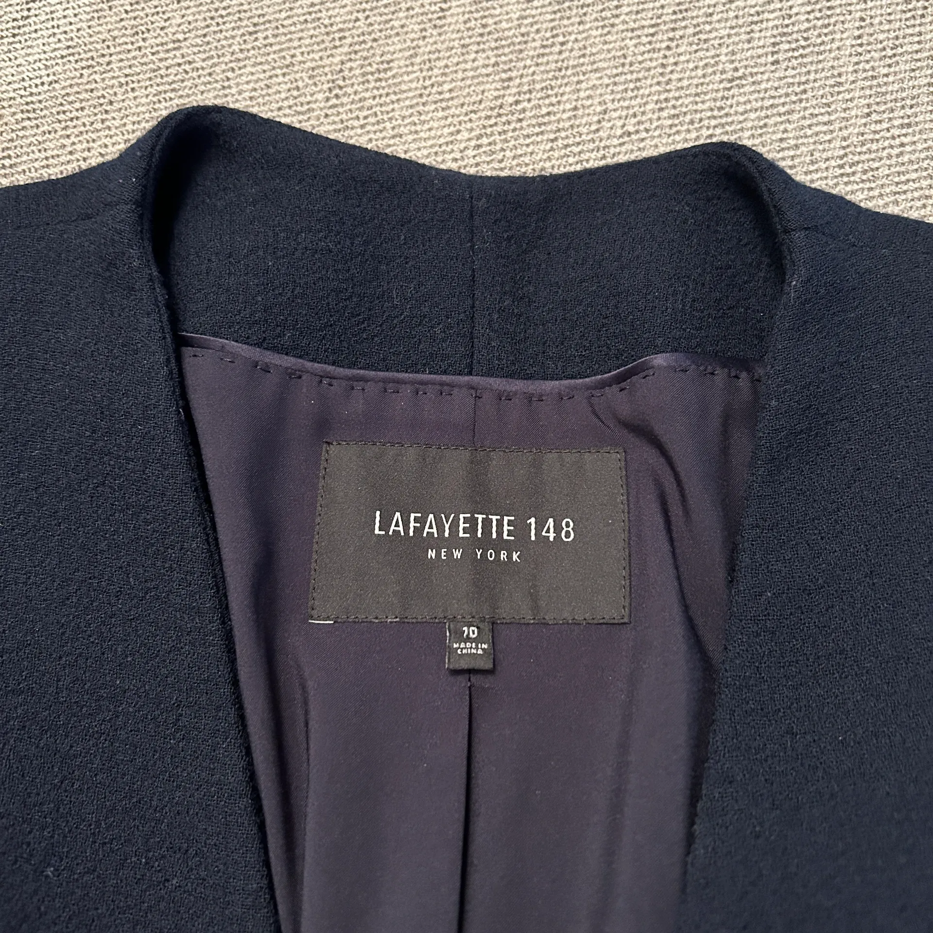 Lafayette 148 New York 100% Wool Navy Blue Single Breast Long Coat (10) - Image 6