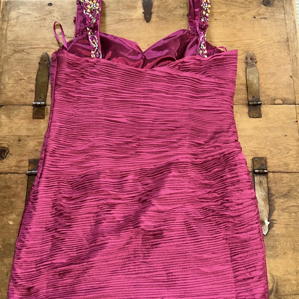 May Queen Pink Embellished Dress with Ruching and Floral Accents Size 20 - Image 6