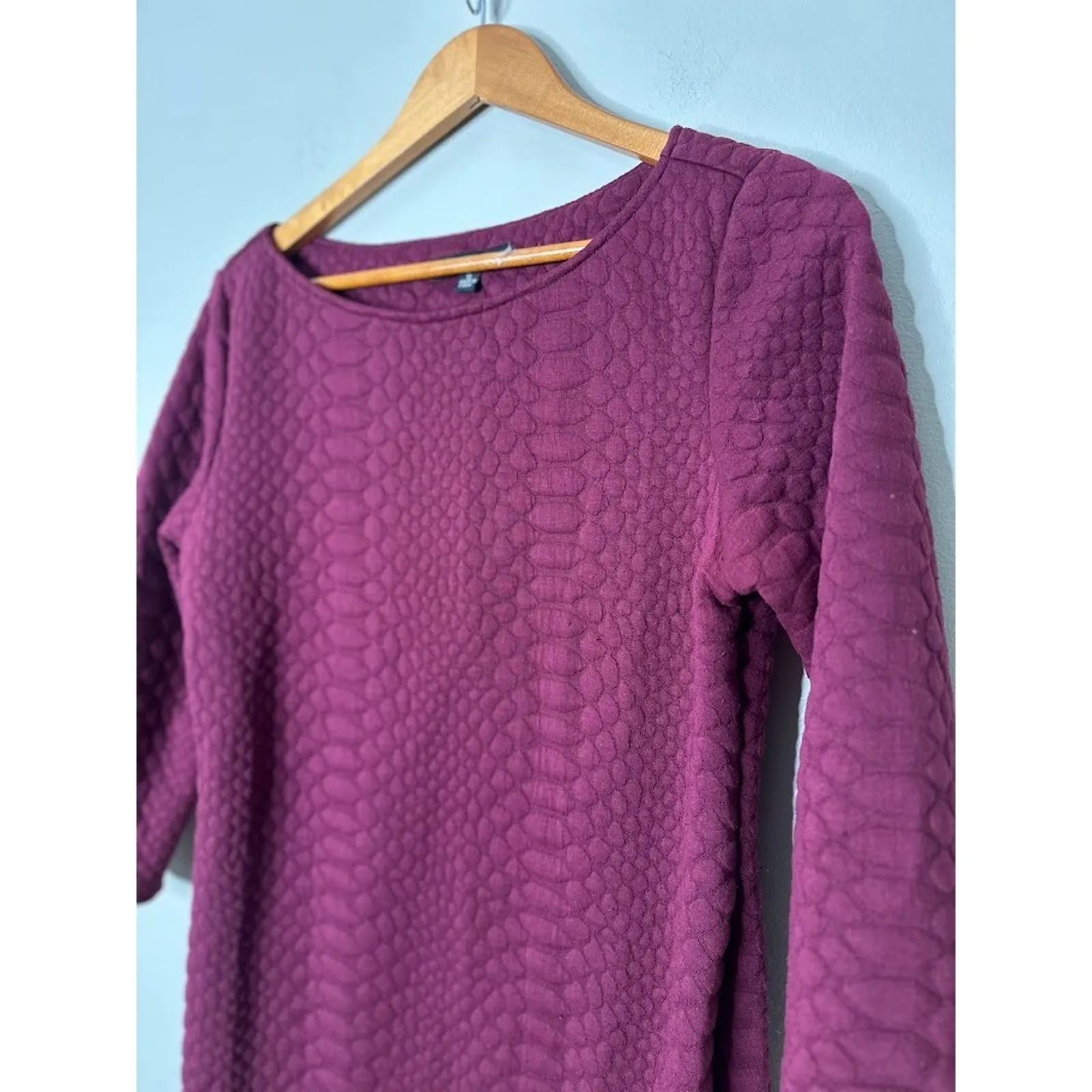 Sharagano Womens Size 12 Sheath Dress Pullover Burgundy Office Career 3/4 Sleeve - Image 2