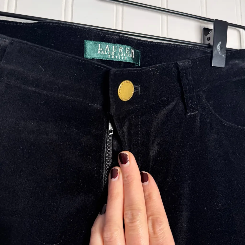 Lauren Ralph Lauren Black Velvet Straight Leg Dress Pants Women’s Size 8 Petite - Image 4