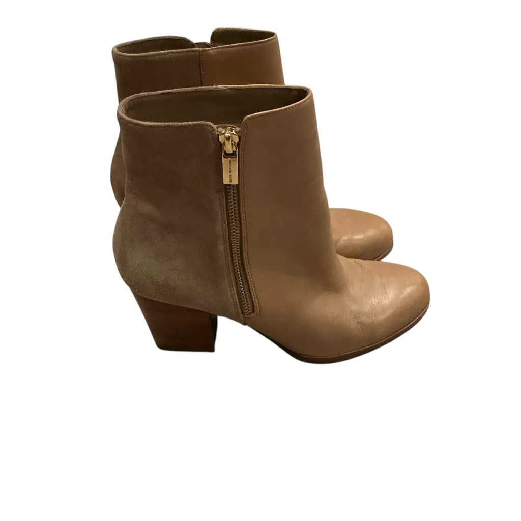 Michael Kors Noemi’s leather and suede ankle boots in light brown tan sz 8,5 - Image 2