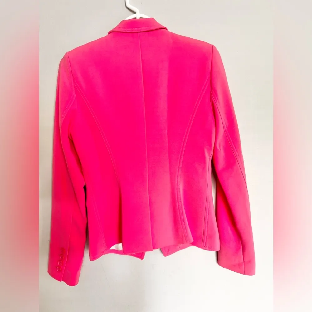Smythe Asymmetrical Button Wrap Blazer Coral Size 6 Pink - Image 8