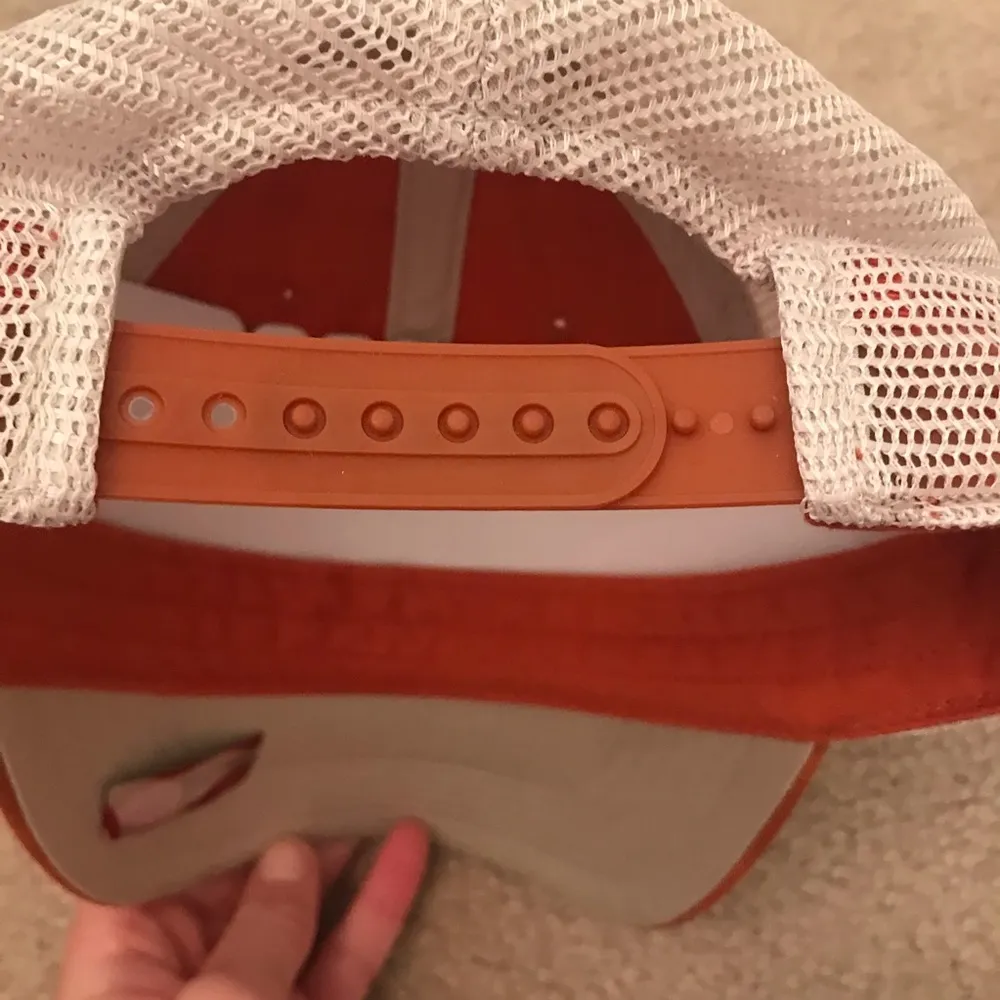 Women’s orange white plaid Texas longhorns hat - Image 2