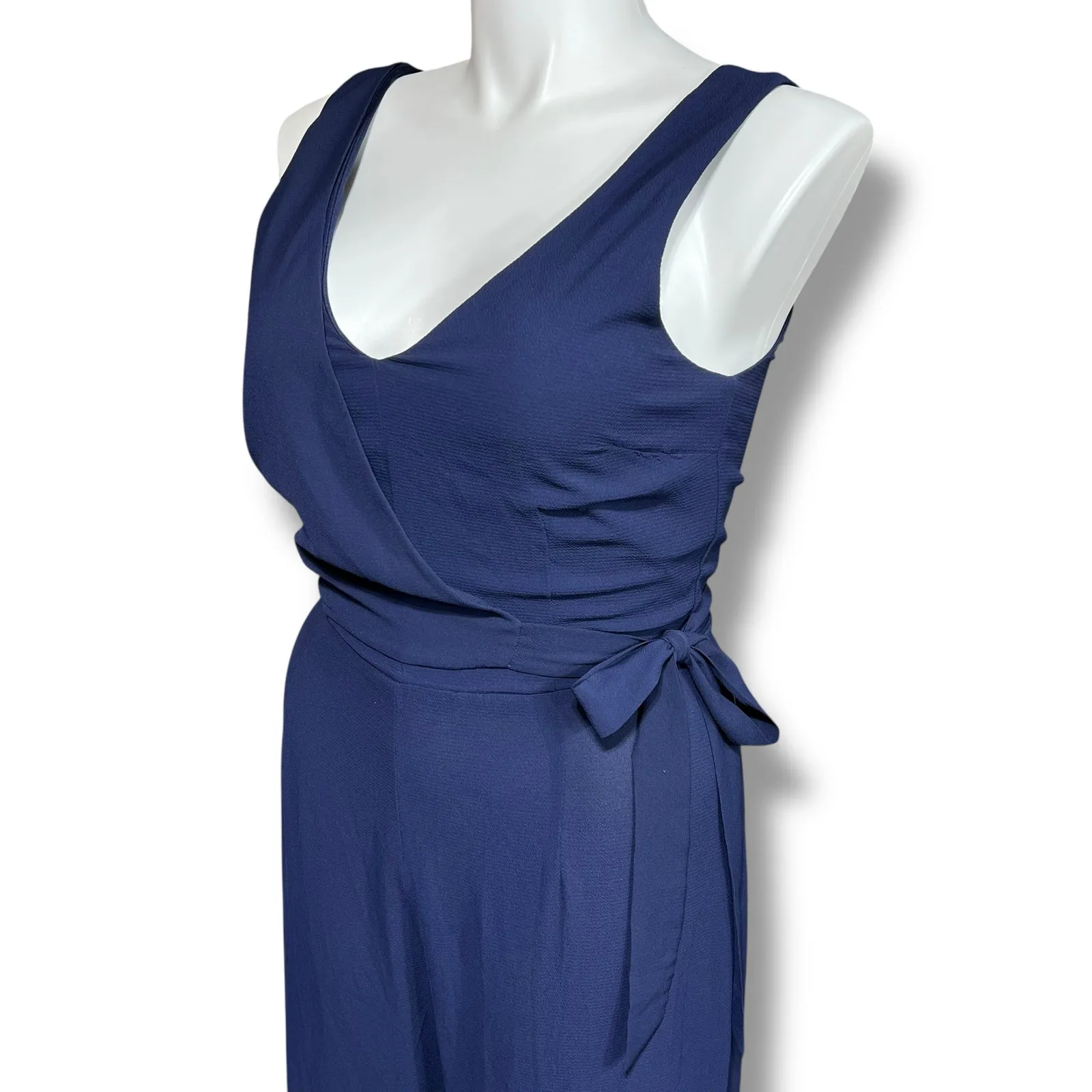 Speechless Womens Jumpsuit Sleeveless V Neck Wide Leg Tie Waist Navy Blue XL - Image 9