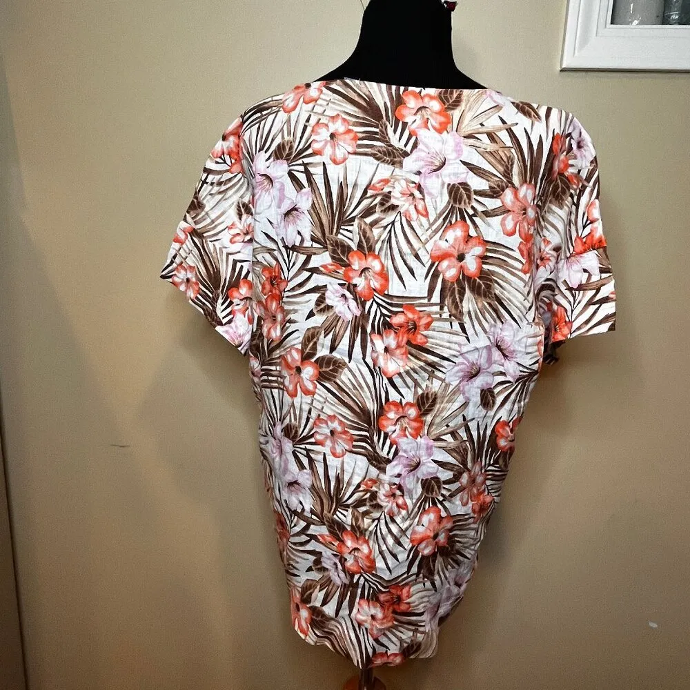 Lands End Linen Palm Leaf Top 100% Linen Size M 10 - Image 6