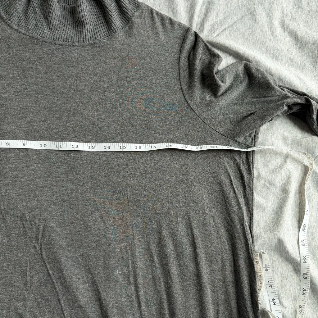 Eileen Fisher Dress Womens XL Gray Mini Long Sleeve Jersey Knit Mockneck Funnel - Image 7