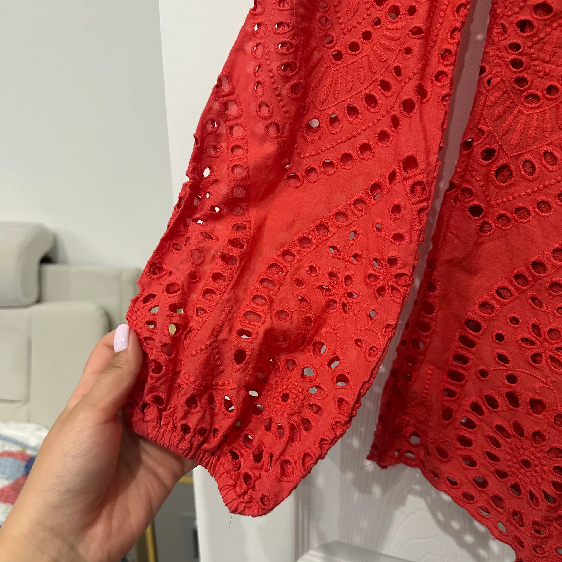 Romy Eyelet Casual Romper Eye Red - Image 6