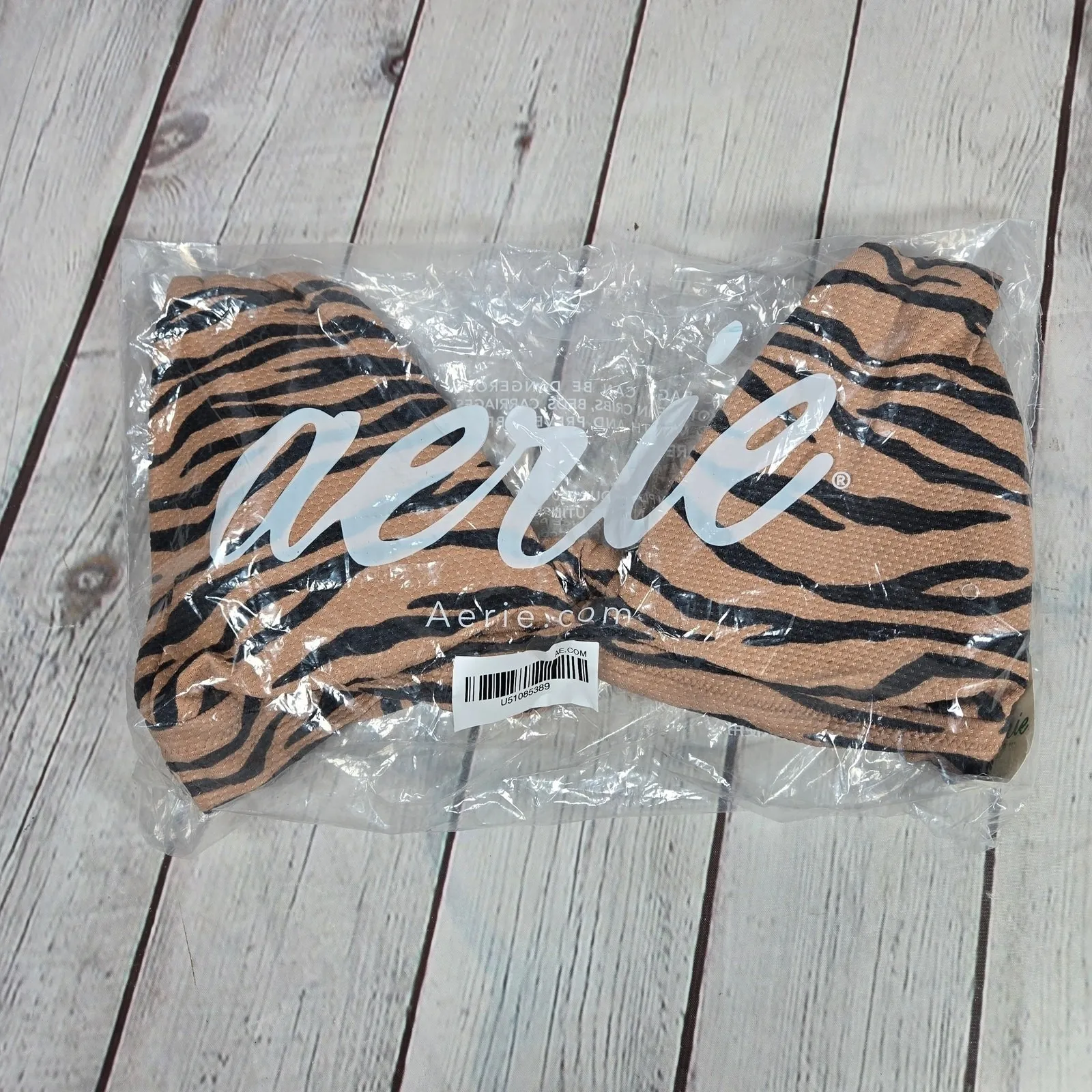 Aerie‎ Pique Animal Print Tie Longline Triangle Bikini Top M NWT - Image 6