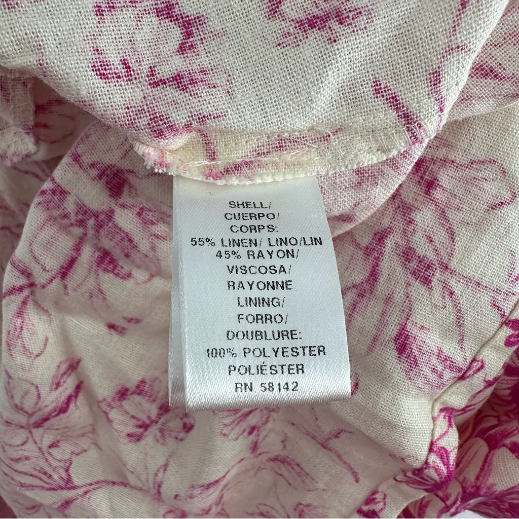 London Times Puff Sleeve Pink Floral Print Midi Dress size 24W Square Neck NWT - Image 13