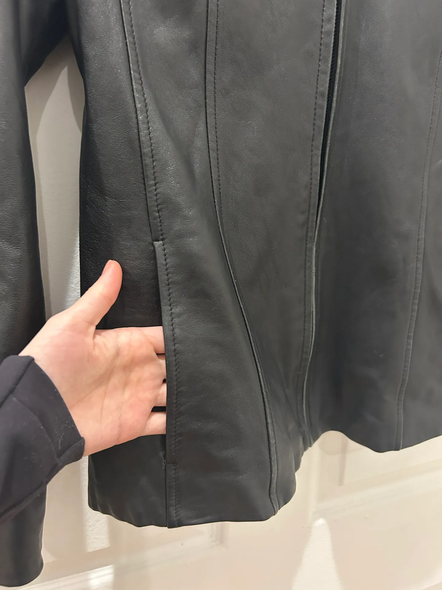 WINLIT Vintage Leather Jacket Black Size L - Image 4