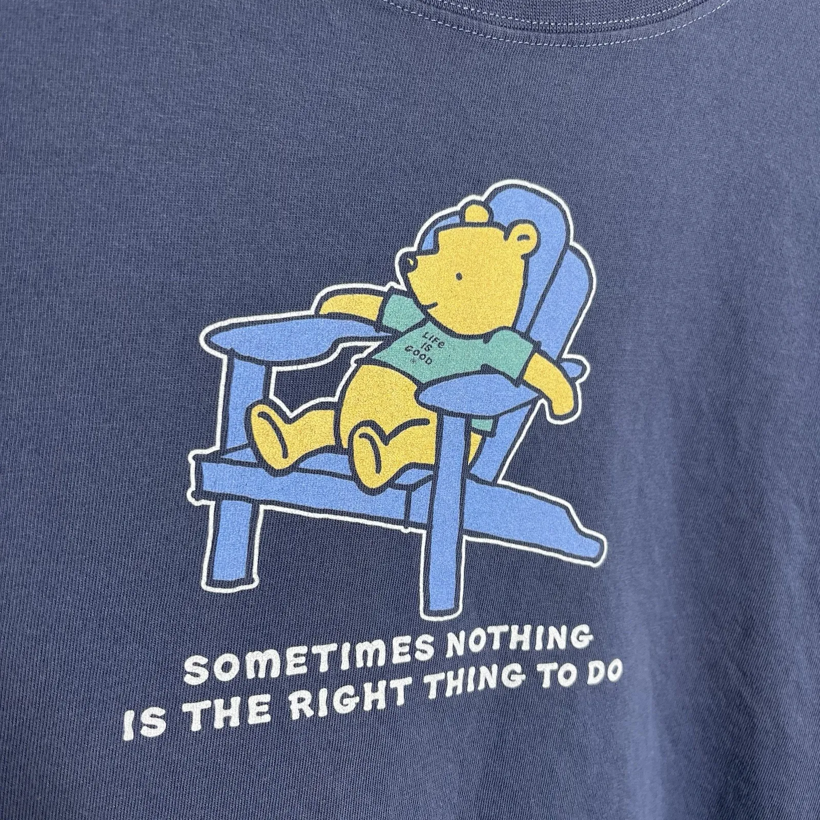 Life is Good Womens Winnie the Pooh Crusher Lite Tee Size XL Blue Relaxed Fit - Image 2