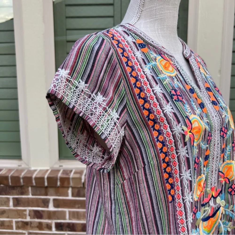 Savanna Jane multicolor stripe embroidered floral print dress - Image 3